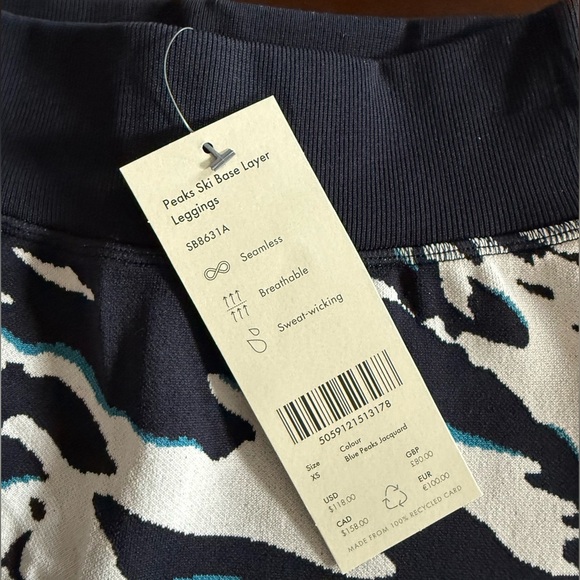 NWT Sweaty Betty Women’s Peaks Ski Base Layer Seamless Leggings Jacquard Blue XS - Picture 9 of 15